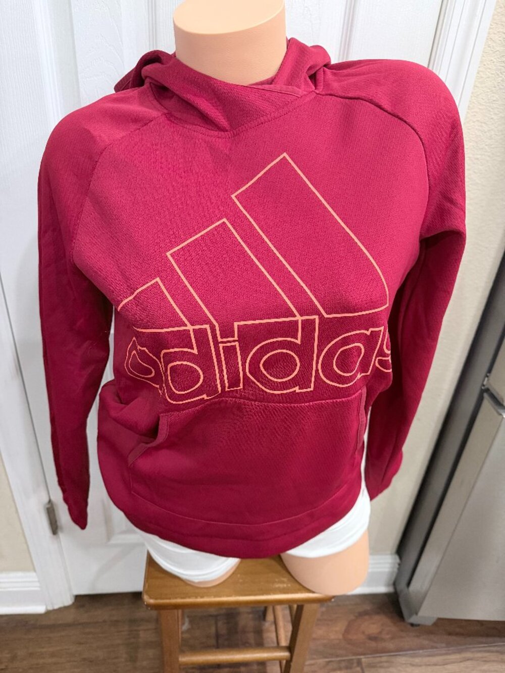 Adidas Women’s Small Burgundy Logo Pullover Performance Hoodie
